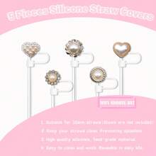 Shiny Straw Covers Cap For  Cups 30&40 Oz Tumbler, Resin Colorful Shiny Straw Protectors Tips Cover For Reusable Drinking Straws  Tumblers Accessories(Shiny) - White - View 3