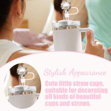 Shiny Straw Covers Cap For  Cups 30&40 Oz Tumbler, Resin Colorful Shiny Straw Protectors Tips Cover For Reusable Drinking Straws  Tumblers Accessories(Shiny) - White - View 6