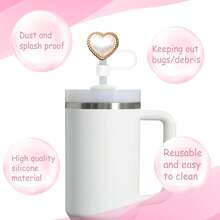 Shiny Straw Covers Cap For  Cups 30&40 Oz Tumbler, Resin Colorful Shiny Straw Protectors Tips Cover For Reusable Drinking Straws  Tumblers Accessories(Shiny) - White - View 4