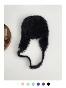 1buc drăguț corn de diavol Y2K colorblock cu dungi Fuzzy Earmuff tricot pălărie beanie, căciulă caldă de pluș cu cravată, balaclava