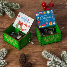 圣诞装饰 1 个木制音乐盒，播放经典圣诞音乐，仿古雕刻音乐盒，送给家人和朋友的圣诞礼物。 - 彩色 - 查看 3