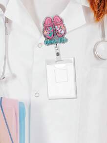 1 Stück ausziehbare Acryl Abzeichen Clip, Glitzer Einziehbarer Verschluss, Ausweishalter Abzeichen Clip, hängender Taschenhaken Schreibtischkante, tragbarer kreativer Büroschreibtisch Aufhängehaken