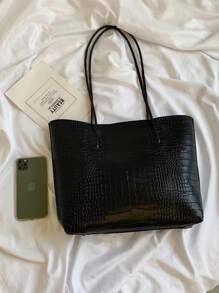 Bolso de tote de hombro con grabado de cocodrilo, casual para negocios, con monedero, para adolescentes, mujeres, estudiantes universitarias, principiantes y trabajadores de cuello blanco. Perfecto para la oficina, la universidad, el trabajo, los negocios, el transporte, actividades al aire libre, viajes y salidas. Bolso de mujer con bolsa para monedas, mochila escolar, gran capacidad, portátil, casual para negocios, para adolescentes, mujeres y estudiantes universitarias. Perfecto para la oficina, la universidad, la escuela secundaria, el trabajo, los negocios, el transporte. Bolsos de tote de moda para señoras.