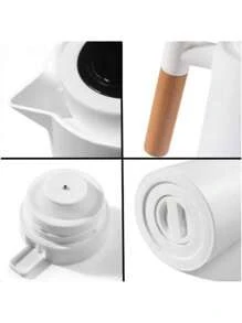 Nordic Thermal Bottle With Digital Thermometer 1L Coffee Tea With Wooden Handle - Xanh nhạt - Xem 6