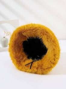 1pc Fluffy Bucket Hat, Faux Mink Fur Thick & Fashionable High-End Gift Cap Halloween
