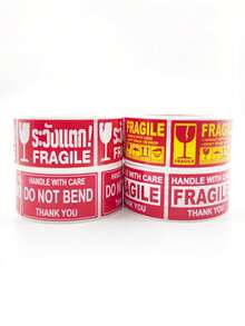 1 pieza Etiqueta de advertencia de frágil Pegatina de cobre autoadhesiva antifalsificación para artículos frágiles, Navidad - Multicolor - Ver 3