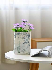 White Ceramic Book Vase Creative Book-Shaped Decorative Ceramic Flower Vase - Book Shape-plant Pattern - View 4