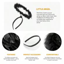 I LOVE FANCY DRESS Dark Angel Costume Set Black Feather Wings And ...