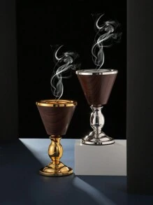 ALAMAMARA 1 pezzo Bruciatore di incenso in oro e argento, stile artigianale in ferro, adatto per il Ramadan, Ramadan Kareem, Ramadan Mubarak, Eid Mubarak, Eid Al-Fitr, adatto per decorazioni domestiche, ufficio, soggiorno, cucina, necessità di banchetti, per creare un'atmosfera elegante, confezione colorata indipendente, oro e argento, finitura legno, primavera