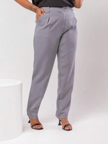 Gigi Estilo Women's Plus Size Tailored Set, Trousers And Formal Blouse - 黑/灰 - 查看 3