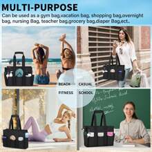 NEWHEY Tote Bags For Women Large Beach Tote Bag With Zipper Waterproof Travel Tote Bags Lightweight Teacher Pool Nurse Work Handbag