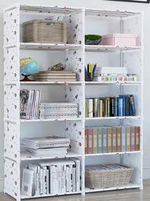 1 套多功能储物架，简易组装书架，落地式可堆叠储物架，可拆卸储物整理架，实用储物架，适用于家庭卧室厨房客厅学校宿舍