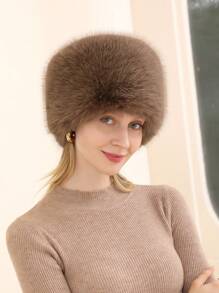 1pc Women Solid Color Fluffy Trapper Hat, Versatile Windbreak Autumn & Winter Warm Plush Bucket Hat Suitable For Outdoor, Skiing, Daily Wear - Multicolor - View 8