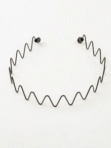 4 件套男女通用黑色金属波浪运动头带，隐形发带，简约优雅设计，适合日常使用和运动洗漱，发带，发箍，发饰头带，头饰 - 黑色 - 查看 7