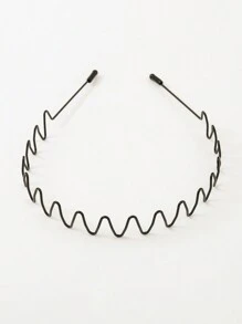 4 件套男女通用黑色金属波浪运动头带，隐形发带，简约优雅设计，适合日常使用和运动洗漱，发带，发箍，发饰头带，头饰 - 黑色 - 查看 8