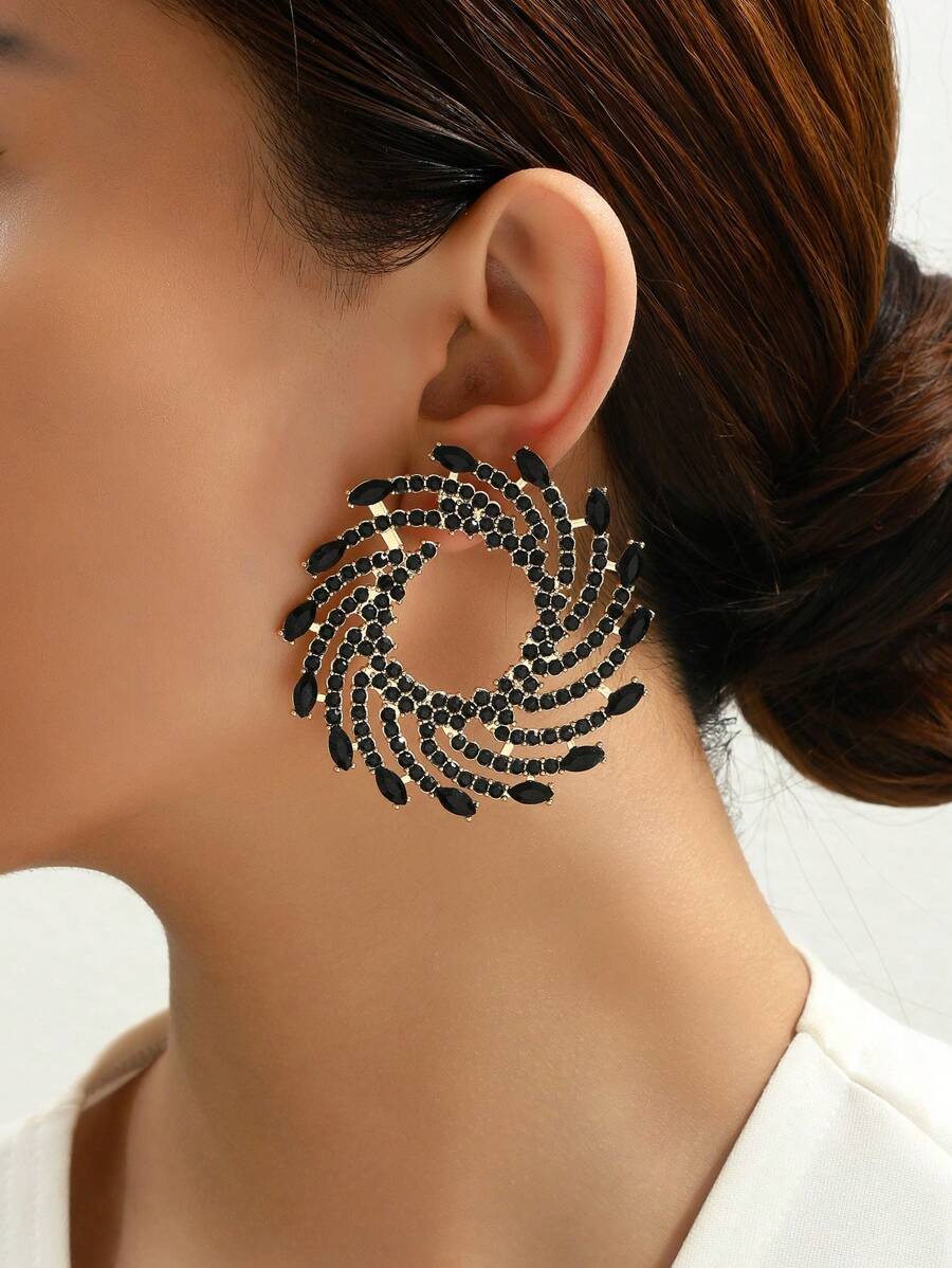 Rhinestone Geometric Shape Personalized Earrings Ladies Fashion Jewelry Catwalk Fashion Accessories