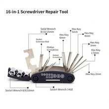 1 Set Multifunctional Bicycle Repair Kit, Bicycle Tool Combo Set, Including 1 Bike Saddle Bag, Mini Bicycle Pump Kit, 16-In-1 Bicycle Repair Tool Kit