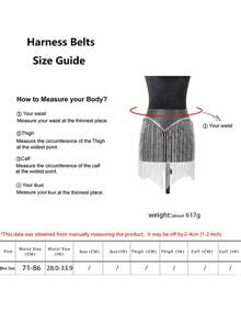 Women's Solid Color Leather Belt, Fashion Chain Tassel Dress Chain Party Dress Accessory - Black - View 2