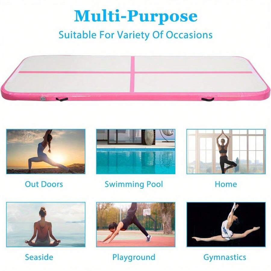 10Ft Tumbling Gymnastics Mat Track Inflatable Gymnastics Mat Air Tumbling Track Fitness Mat Suitable For Gymnastics Yoga Kickboxing Hip-Hop Training - Pink - View 1