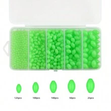 Caja de 1000 piezas de bolas para detener la línea de pesca, bolas de pesca multicolores con forma de diamante que brillan en la oscuridad para pesca nocturna, accesorios para aparejos de pesca.