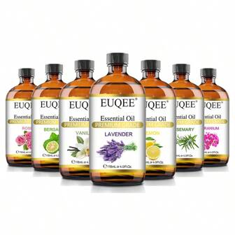 PHATOIL 1 件装 118ml/4.0Fl.Oz 大容量薰衣草精油，纯正，带玻璃滴管，适用于皮肤、扩散器、芳香疗法、清洁、肥皂蜡烛制作薰衣草、香草、茉莉、桉树、薄荷、檀香、乳香、甜橙、依兰、柠檬、玫瑰、佛手柑、茶树、柠檬草、广藿香、迷迭香、香茅、肉桂、洋甘菊、没药、香根草