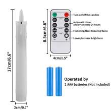 12-Piece Set Flameless LED Taper Candles With Holders, Battery-Operated Flickering Ivory Lights, 10-Key Remote Control With Timer, Warm White Ambiance, Perfect For Wedding, Valentine's, Halloween, Thanksgiving, Decor - White - View 7