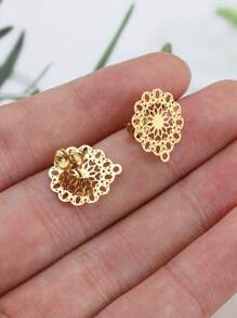 10 chiếc khuyên tai hoa rỗng bằng thép không gỉ cho phụ nữ làm đồ trang sức tự làm phụ kiện ngày lễ tình nhân - Hoa tai - Xem 2