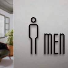 亚克力加厚浴室标牌，带 3D 金色图案，镂空银色男女通用卫生间标识牌最佳礼物