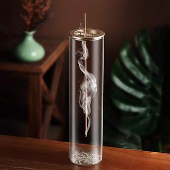 Glass Incense Holder With Metal Base: Perfect For Meditation, Yoga, Spa Rooms, And Home Decor - Suitable For 0.39-0.118 Inch Incense Sticks Gifts Birthday Graduation