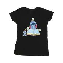 Disney Womens/Ladies Lilo & Stitch Reading A Book Cotton T-Shirt (Black)