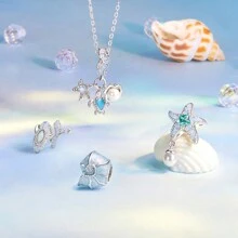 WOSTU 1 pieza Cuentas de plata de ley 925 con concha azul como dije para mujer, joyas finas para bricolaje con pulsera, regalos para fiestas
