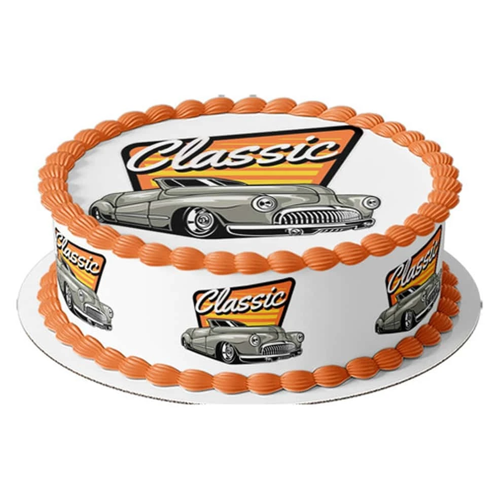 Cars Rice Printable Rice Paper For Round Cake Vintage Cars Hot Rod Classic Car From 1940 ...
