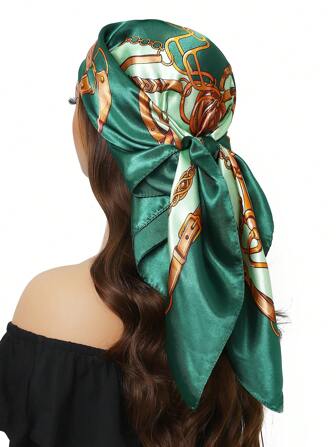 90*90cm Outdoor Style Lightweight Silk Scarf, For Women Sunshade, Wind And Sandproof Shawl, With Sailboat, Flag, Anchor Print, Colorful Blue, Pink, Red, Coffee, Brown, Beige, White, Suitable For Four Seasons, Functional As Squared Neck Scarf, Headscarf, Or Hair Accessory For Women Bandana,Hair Band,Head Band Ideal For Dressing Up Your Look