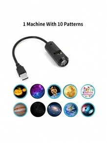 1pc Mini USB Moon Projector LED Earth And Galaxy Lamp For Home Atmosphere Lighting, Room Decoration, Wall Gift, Night Light - Black - View 19