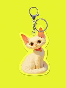 1 件可爱亚克力猫咪设计钥匙扣，女士迷人配饰，可作为包包吊坠、汽车装饰、礼物 - 彩色 - 查看 1