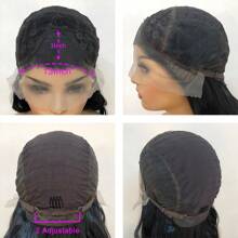 Black Wig Long Silk Straight Synthetic Wig With Free Parting 26 Inches Lace Front Wigs For Women 13x3 Natural Looking Wigs - 黑色 - 查看 5