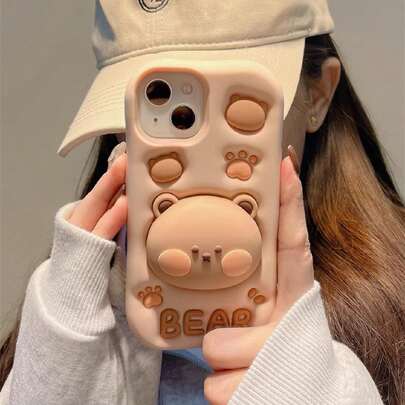 3D小熊可扩展手机支架保护套，兼容 16/15/14/13/12 Pro/Pro Max、Galaxy S24 Ultra/S23 Ultra、16/15/14/13/12 Pro/Pro Max Plus、Galaxy S24 Ultra/S23 Ultra/S25 Ultra/S21 FE、A55/A72/A71/A54/A52/A51/A35/A34/A33/A32/A31/A30S/A50/A50S/A25/A24/A23/A22/A21S/A15/A14/A13/A12、Redmi Note 13 Pro 5G/4G、10/11S Pro/9S/8、Poco X6/X5 Pro/M6/A16等机型。