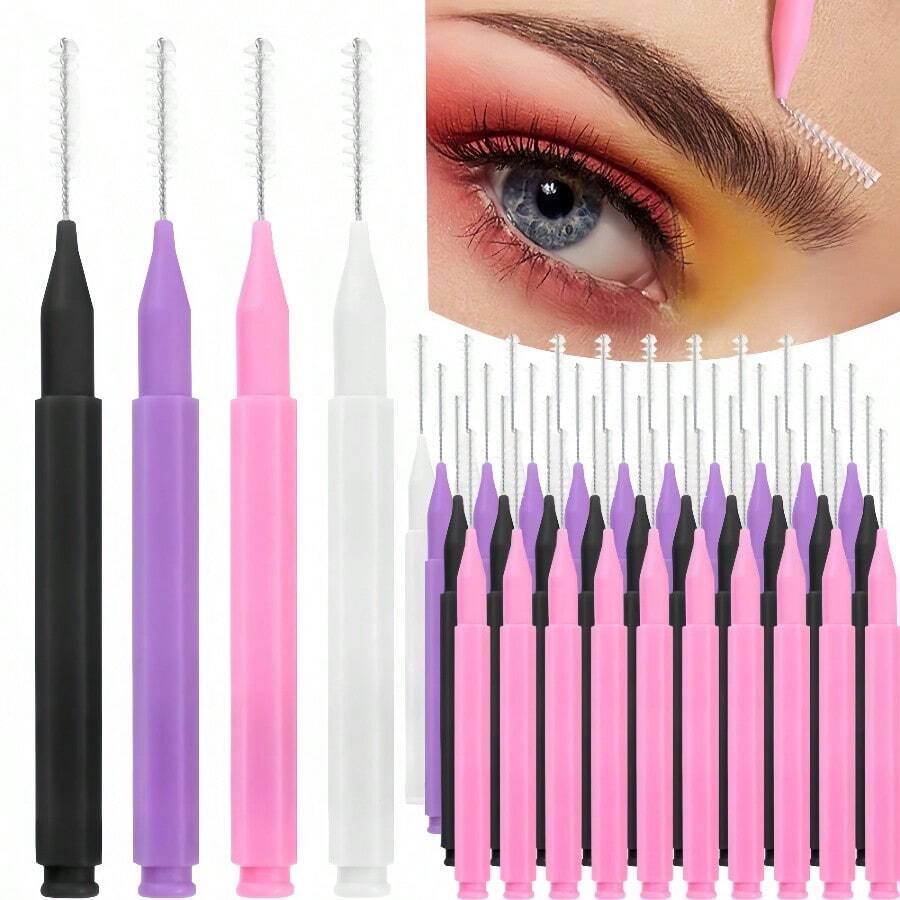 20pcs/50pcs Disposable Mini Eyebrow Brush Lightweight Eyebrow Lifting Brushes Micro Eyelash Brush Applicator Tool Portable Eyebrow Perm Brush