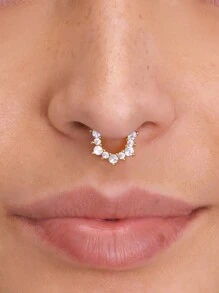 1pc Paved Cubic Zirconia Daith Hoop Earring • Nose Ring • Conch Hoop • Hoop Earring • Clicker Hoops • Septum Cartilage Hoops • Helix Hoops - Earring - View 3