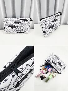 Cute Cartoon Teeth Print Makeup Bag Women Reusable Toiletry Bag Heart Design Storage Pouch Handbag Coin Purse Party Favor Gift School Pencil Case Dentist Gift