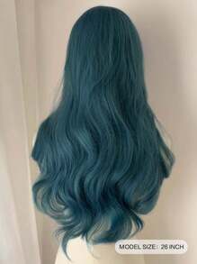 26 英寸红色 Bdoy Wave 长波浪 U 型蕾丝假发合成丝直发天然假发耐热纤维红色角色扮演假发，带婴儿头发，适合女性，适合万圣节派对 - 藏蓝色 - 查看 2