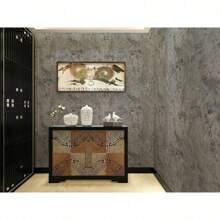 1 卷壁纸粘贴混凝土壁纸家居装饰卧室装饰水泥壁纸剥离粘贴哑光自粘乙烯基浴室装饰可移动壁纸 15.74 英寸 X393.7 英寸，翻新贴纸剥离墙板，墙纸，壁纸，春季装饰物品让您的家焕然一新，拉玛装饰贴纸 - 灰色 - 查看 5