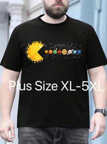 Camiseta de manga corta con cuello redondo, estampado de graffiti de marca, ajuste holgado, color blanco, para hombre talla grande