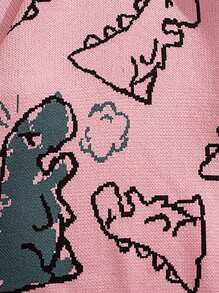 男士恐龙印花宽松休闲圆领长袖毛衣