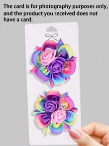2 chiếc kẹp tóc hoa cầu vồng, kẹp tóc hình cá sấu hoa giả nhuộm màu tie-dye cho bé gái, kẹp tóc hoa độc đáo cho bé gái, phụ kiện tóc nơ buộc đuôi ngựa cho bé gái (Sản phẩm không kèm thẻ) - Nhiều màu - Xem 5