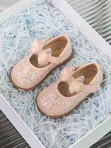 Sapatilhas Princesa para Meninas, Sola Macia com Laço, Calçado de Couro, Primavera e Outono