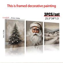 画廊 3 件套圣诞印刷品 | 圣诞节可印刷家居装饰 | 圣诞装饰品 | 圣诞墙壁艺术印刷品 | 帆布海报，家居、客厅、卧室帆布墙面装饰 - 彩色 - 查看 3