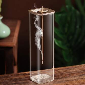 Glass Incense Holder With Metal Base: Perfect For Meditation, Yoga, Spa Rooms, And Home Decor - Suitable For 0.39-0.118 Inch Incense Sticks Gifts Birthday Graduation