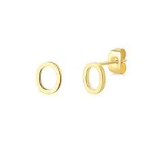 1 par de brincos de aço inoxidável com letras iniciais para mulheres, brincos de cor dourada, brincos de piercing, joias da moda para presente de Natal