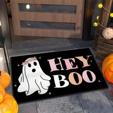 1pc Halloween Welcome Mat, Non-Slip, Absorbent, Easy To Clean - Ghost Designed Polyester Doormat, Machine Washable, For Entrance, Bedroom - Multicolor - View 4